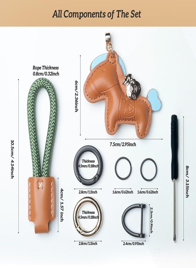 Yonuni Handmade Leather Horse Bag Charm - Kawaii Animal Charm for Handbags, Purse Bag Accessories Horse Keychain & Gift Idea (Brown) - Image 3